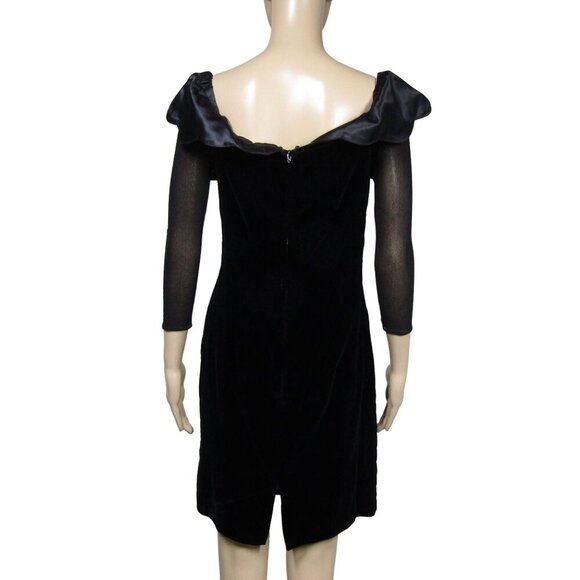 VTG Black VELVET Bow Party WHIMSIGOTH Climax Okada Prom Witchy Fairy Dress S - Picture 6 of 11